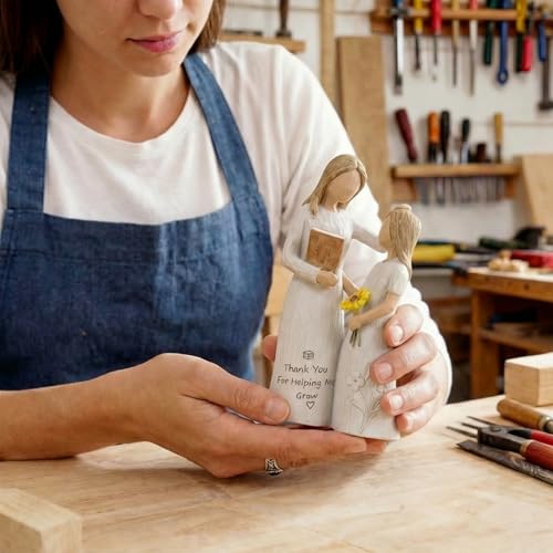 Teacher Gifts for Women, Teacher Appreciation Gifts, Gift for Teachers, Thank You Gifts for Teacher, Solid Resin Sculpture of Teacher and Student Figures, Includes a Greeting Card - 5.71'' - color: White