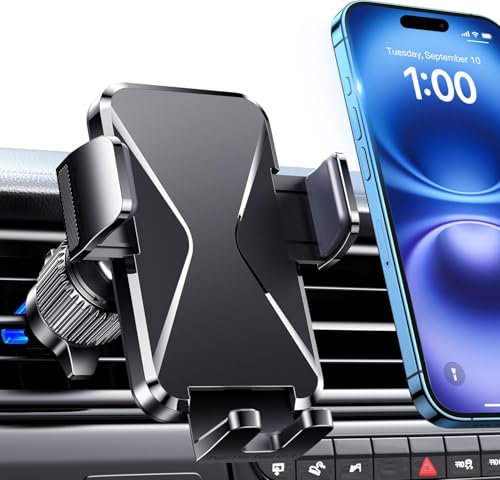 Qifutan Cell Phone Holder [Never Fall Upgrade Clip] Phone Holder Car Automobile Air Vent Hands Free for Car Fit Car Phone Holder Mount for All for iPhone Android Smartphone - style: Vent-A