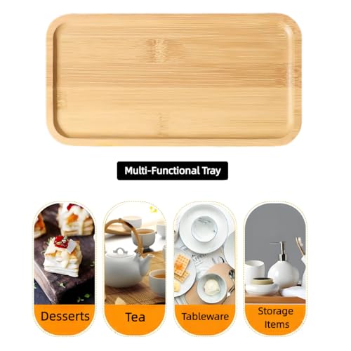 1PCS Bamboo Bathroom Trays - Suitable for The Bathroom,Kitchen,Breakfast Tray and Decorative Tray (8.27 in * 4.33 in) - size: 8.3" x 4.3" x 0.4"