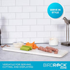 BIRDROCK Home 23" Marble Serving Board - Charcuterie Board for Party Appetizers - Kitchen Platter for Food - Pizza Fruit Display - White