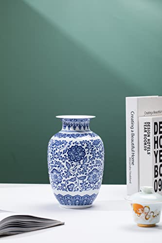 Blue Vase, Chinoiserie Vase, Ginger Jar Vase for Home Decor, Blue and White Porcelain Decor,9 "H - size: BlueA 9"H