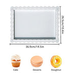 2Pcs Rectangle Iron Cupcake Serving Tray Fruit Dessert Plates for Party Anniversary Wedding Christmas Baby Shower (White) - color: White
