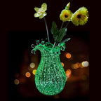 QFkris Hand Blown Glass Luminous Vase for Flowers 8" Teal Crystal Bubble Vases for Bouquet Home Decor Decorative Centerpieces Unique Gift for Birthday Housewarming Mothers Day - style: Luminous