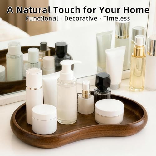 Acacia Wood Serving Tray – Premium Craftsmanship Decorative Tray Irregular Handmade Catchall Plate for Keys, Snacks, Coffee Table Décor & Entryway Organization-10.9 * 5.7 * 1.18 inches - style: Style 2