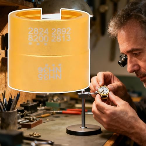 Watch Movement Holder, Double-Sided Repair Mount, Small Size Clock Stand Lightweight Travel, Metal Material Sturdy Stable Design, Watch Accessory Professional Collectible Display - color: Gold