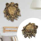 Veemoon Lightweight Lion Head Wall Decor Lion Head Wall Mount Sculpture Resin Hanging Animal Stuate Bronze Animal Plaque Home Ornament Fake Beast Decorations for Farmhouse Plaque(20 * 23 * 9.5cm)
