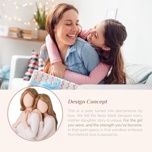 Storieme Mom Birthday Gifts from Daughter: Mother Daughter Back Hug Resin Figurine Keepsake - Unique Gift for Mama on Mothers Day Christmas - style: Support