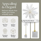 Mystique Large Starburst Statuary – Modern Decorative Object with Marble Base, Metal Stem and Sculptural Flower Top – Contemporary Home Decor Accent for Shelves Tables and Desks, 20", Gold & White - size: 20"