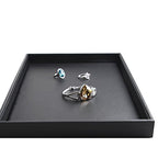 Oirlv Black Leather Jewelry Display Flat Tray Perfume Accessories Trinket Watch/Earring/Ring Storage Organizer - style: P01701