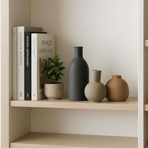 Ceramic Vase Set of 3, Modern Minimalist Farmhouse Style Home Decor Vases, Ideal for Pampas Grass & Dried Flowers, Perfect for Kitchen, Bedroom, Living Room & Dining Table Centerpiece (Multicolor) - color: Multicolor