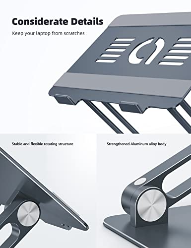 Lamicall Adjustable Laptop Stand, Portable Laptop Riser, Aluminum Laptop Stand for Desk Foldable, Ergonomic Computer Notebook Stand Holder for MacBook Air Pro, Dell XPS, HP (10-17.3'') - Grey - color: 3-Gray