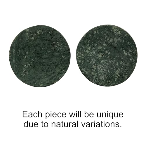 Creative Co-Op Marble Round Soapdish, Green - color: Green