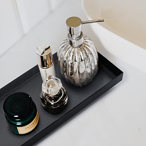 Rectangle Black Matte Metal Tray, Suit for Candle Holder, Vanity Decor Projects, Bathroom Toilet Tank Tray, Perfume or Jewelry Storage, and Coffee Table Centerpiece - size: 15.7" x 5.9" x 1.9"