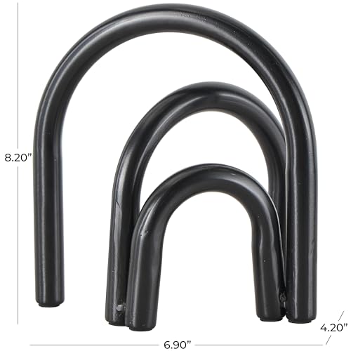 Deco 79 Metal Geometric Decorative Sculpture Overlapping Arch Home Decor Statue, Accent Figurine 7" x 4" x 8", Black - color: Black