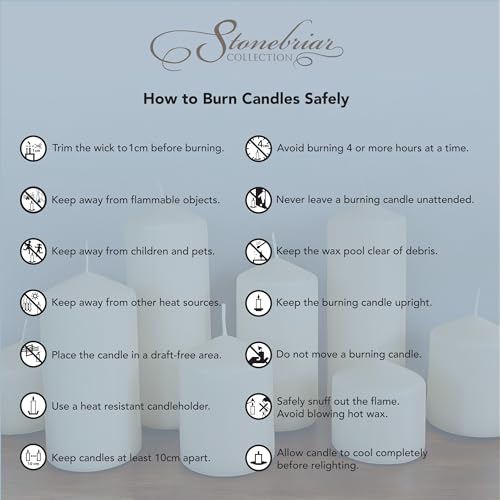 Stonebriar 6 Pack Tall 3 x 6 Inch 65 Hour Long Burning Unscented Ivory Wax Pillar Candles