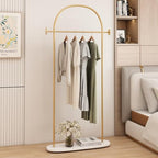 Modern Gold Coat Racks with Marble Base, Gold Clothing Racks with Shelves, Heavy Duty Clothes Rack Stand for Entryway, Bedroom, Living Room, Boutiques - style: Coat-31.5''W