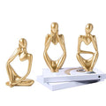 3 Pcs Gold Thinker Statue Sculpture Home Decor, Resin Abstract Art Golden Figurines, Mini Boho Tiny Accents for Modern Living Room Office Book Shelf Coffee Table Decoration Set of 3,(gfshg-gv2)