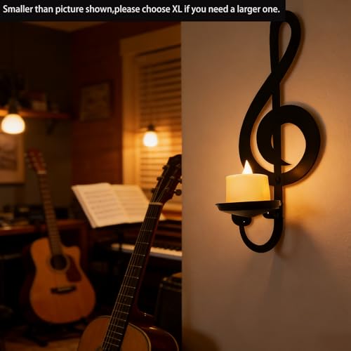 Candle Sconces Wall Musical Note Sconces Decor Wall Mounted Metal Candle Holders with Foldable Tray ZAYHENYOO for Music Lovers, Music Room, Christmas As A Gift(1, L-A) - size: 10.23 inches