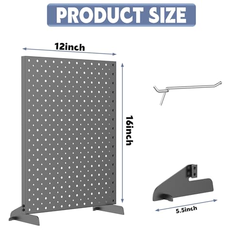 WALMANN Metal Tabletop Pegboard Display Stand for Craft Shows, 12" x 16" Countertop Peg Board with Hooks for Jewelry & Accessories (Black Pegboard with Hooks) - style: Black Pegboard with Hooks