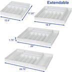 Simple Houseware Expandable & Adjustable Cutlery Drawer Organizer - Large Utensil and Flatware Tray for Kitchen Drawers, White - color: White