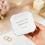 Custom Ceramic Ring Dish, Personalized Jewelry Tray with Text, Earrings Necklaces Bracelet Watch Keys Trinket Holder, Mothers Day Bridesmaid Bestie Gift for Women - color: Three Line Text