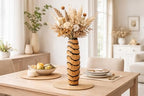Aeravida Locally Spiral 14-inch Handmade Mango Wood Vase – Carved Decorative Table Vase for Home or Office