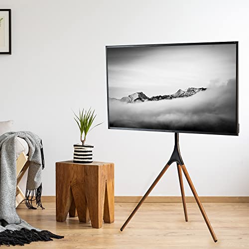 VIVO Artistic Easel 45 to 65 inch LED LCD Screen, Studio TV Display Stand, Adjustable TV Mount with Swivel and Tripod Base, Black Bracket, Dark Walnut Legs, STAND-TV65A - color: Black - Treated Wood