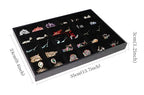 Wudygirl Velevt Stackable 30 Grid Jewelry Tray Display Rings Bracelet Earring Necklace Jewelry Tray Showcase Display Organizer (30 Grid) - color: Black 30 Grid, size: 1 Pcs