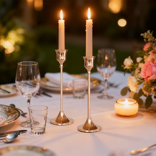 Candlestick Holders Rose Gold, 12 Packs Taper Candle Holder for Candlesticks, Candle Sticks Holder Decor for Home Decor - color: Rose Gold