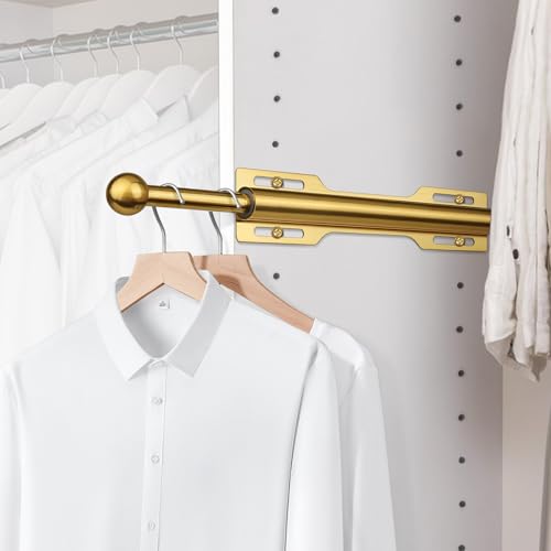 FIRJOY 12" Valet Rod for Closet Pull Out (2 Pack, Brushed Gold) - color: Brushed Gold, size: 2 Pack