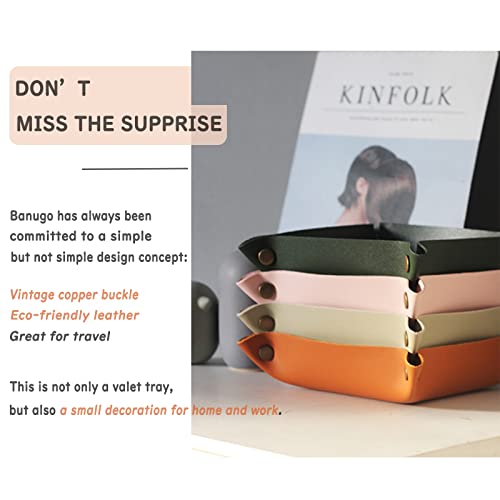 Leather Valet Tray, Small Catchall Tray, Desktop Storage Organizer, EDC Dump Tray for Key, Phone, Jewelry, Wallet, Coin, Watch (Khaki-S) - color: Khaki