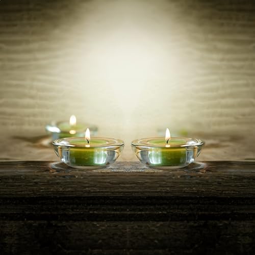 WGV Sturdy Tea Light Votive Candle Holder 3" W, Clear Heavy Thick Chubby Plate Bowl Glass, Small Accent Decor, 1 Pc - color: Clear-chubby-3"