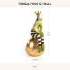 MACKENZIE-CHILDS Fergal Frog on Ball, Cute Frog Statue, Unique Frog Decoration for Bathroom or Living Room