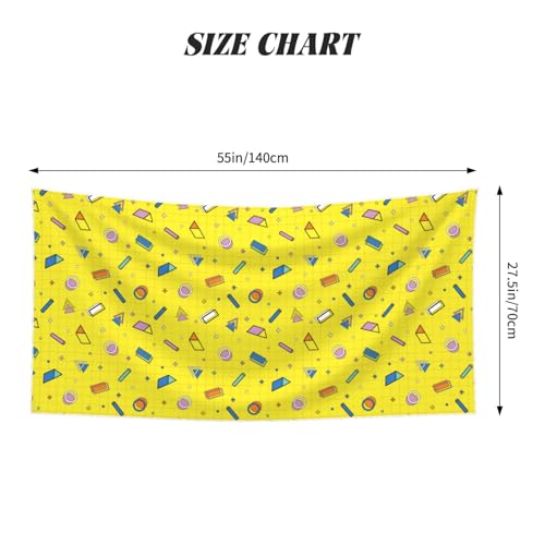 Geometric Objects Pattern Print Microfiber Bath Towel Silver Fox Velvet Luxury Bath Sheet 27.5" x 55" Absorbent Soft Beach Towels for Bath Fitness, Bathroom, Shower, Yoga