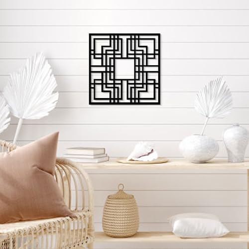 GlintHome Black Metal Wall Art - Minimalist 3D Textured Abstract Sculptures Wall Art for Office Living Room Garden Bedroom Bathroom Home Decor - color: Black-004, size: Small