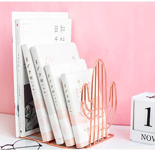Winterworm Metal Bookends Book Ends Heavy Duty Modern Decorative for Bedroom Library Office School Book Display Desktop Organizer Gift (Cactus Rose Gold) - color: Cactus Rose Gold