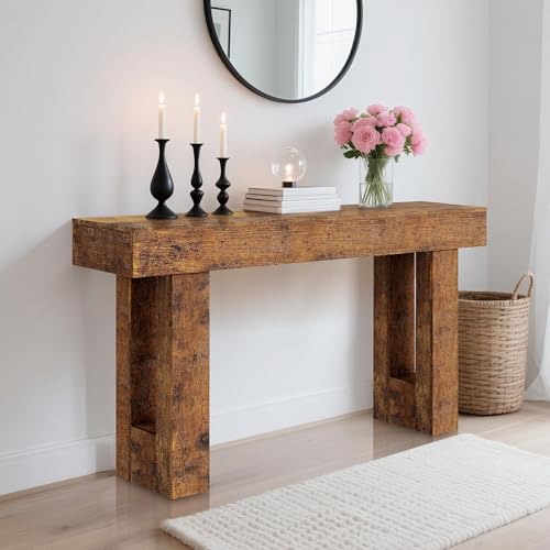 GarveeTech 63" Console Table for Entryway, Narrow Sofa Table Behind Couch, Wooden Hallway Table for Living Room, Foyer Entry Table - color: Brown-63 Inches