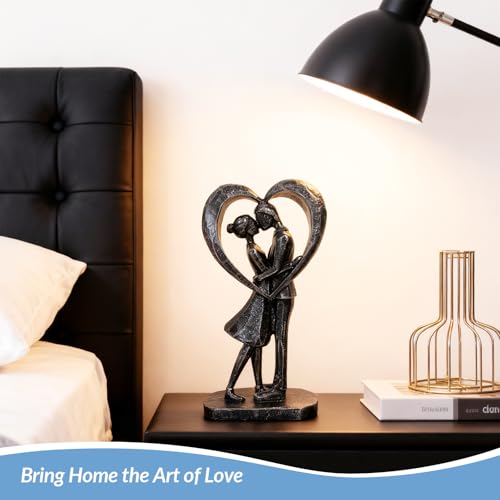Couple Heart Resin Figurine, 8.1" H, Romantic Gifts for Him & Her, Faux Black Wrought Iron Finish, Engagement Anniversary Wedding Keepsake Home Decor ﻿ - style: Heart