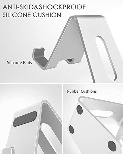 CreaDream Cell Phone Stand, Cradle, Holder,Aluminum Desktop Stand Compatible with Switch, All Smart Phone, iPhone 11 Pro Xs Max Xr X Se 8 7 6 6s Plus SE 5 5s-Silver - color: Silver