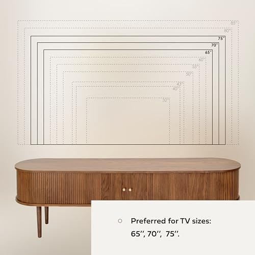 WERMO 71’’ TV Stand with Storage and Shelves for 65-75 inch TV. Wood Entertainment Center with Doors for Living Room and Bedroom, Mid Century Modern Console Table, Television Stand (Walnut) - size: 71 Inch