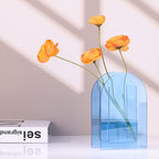 Blue Acrylic Vase, Modern Acrylic Geometric Wide Mouth Small vase, Blue Flower Vase for centerpieces Desk Flower Bud vase, for Living Room Table, Office, Wedding - color: Blue 2