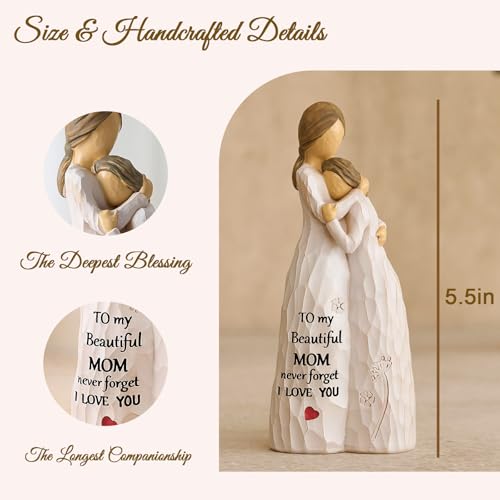 NAN ZAI NAN FANG Mother Daughter Figurine for Mom Resin Hand Painted Sculpture Birthday Valentines Christmas Mothers Day Heartfelt Gifts for Daughter Mom Mother-in-Law - style: Mother and Daughter
