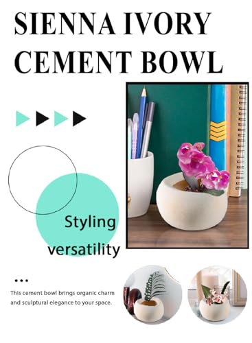 Serene Spaces Living Sienna Ivory Cement Bowl, Decorative Planter, 6" Diameter x 3.5" Tall - size: Pack 1