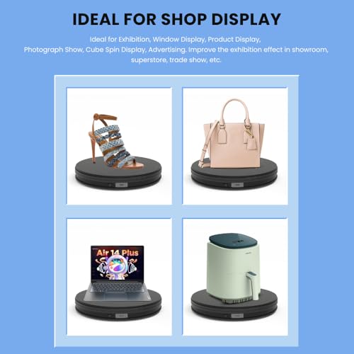 fotoconic Black Electric Motorized Rotating Turntable Display Stand, 14 Inch / 35cm Diameter, 110 Lb Centric Loading for Shop Display - size: Black 14", 110 Lb Max Loading