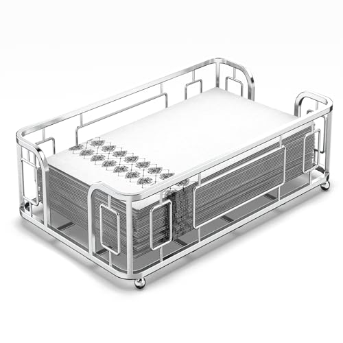 Guest Towel Holder Tray for Bathroom – Silver Napkin Holder for Disposable Paper Hand Towels, Vanity Countertop Hand Towel Organizer, Modern Bathroom Accessory for Guest Napkins - color: G - Silver Guest Towel Holder Tray, size: Guest Towel Holder