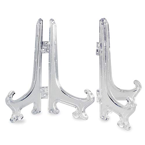 Super Z Outlet Clear Plastic Easels or Stand/Plate Holders to Display Pictures, Placecards, or Other Items at Weddings, Home Decoration, Birthdays, Tables (12 Pack) (5 Inch) - size: 5 Inch