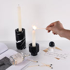JIMEI Candle Holder Real Luxurious Natural Marble Candlestick Holder for Wedding Dinning Party, Candle Stand for Scented Candle, Candlestick, Taper Candle Pillar Candle, Tealight Candles (A Style) - color: A Style