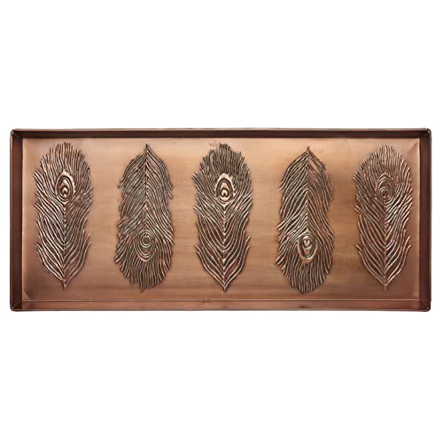 HF by LT Peacock Feather Pattern Metal Boot Tray, 30 x 13 inches, Antique Copper Finish - color: Peacock Feather Pattern, Antique Copper Finish