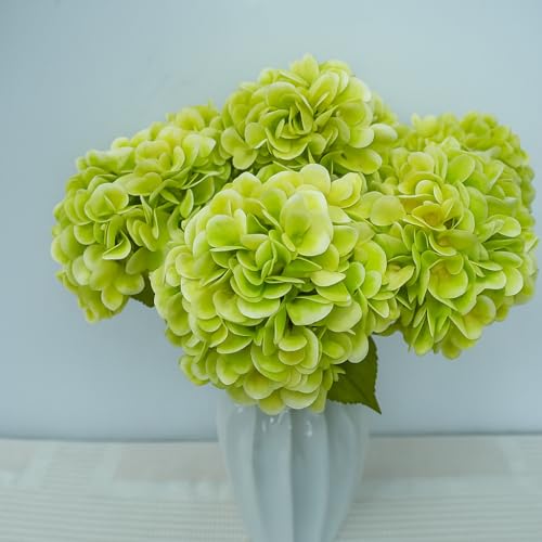 6pcs Artificial Hydrangea Flowers - Easy to Shape for Home Decor,Commercial Staging & DIY Crafts, Maintenance-Free Fake Flowers in Multiple Color Options, Flores Artificiales(Spring Green) - color: Spring Green