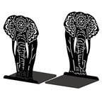 Peacoblue Metal Bookends for Shelves, Modern Decorative Heavy Duty Study Book Ends Stoppers for Office, Desk, Shelf, Room 5.3"x4.3"x7.9" Cast Iron Simple Tall Bookends 1 Pair (Mandala Elephant) - style: Mandala Elephant